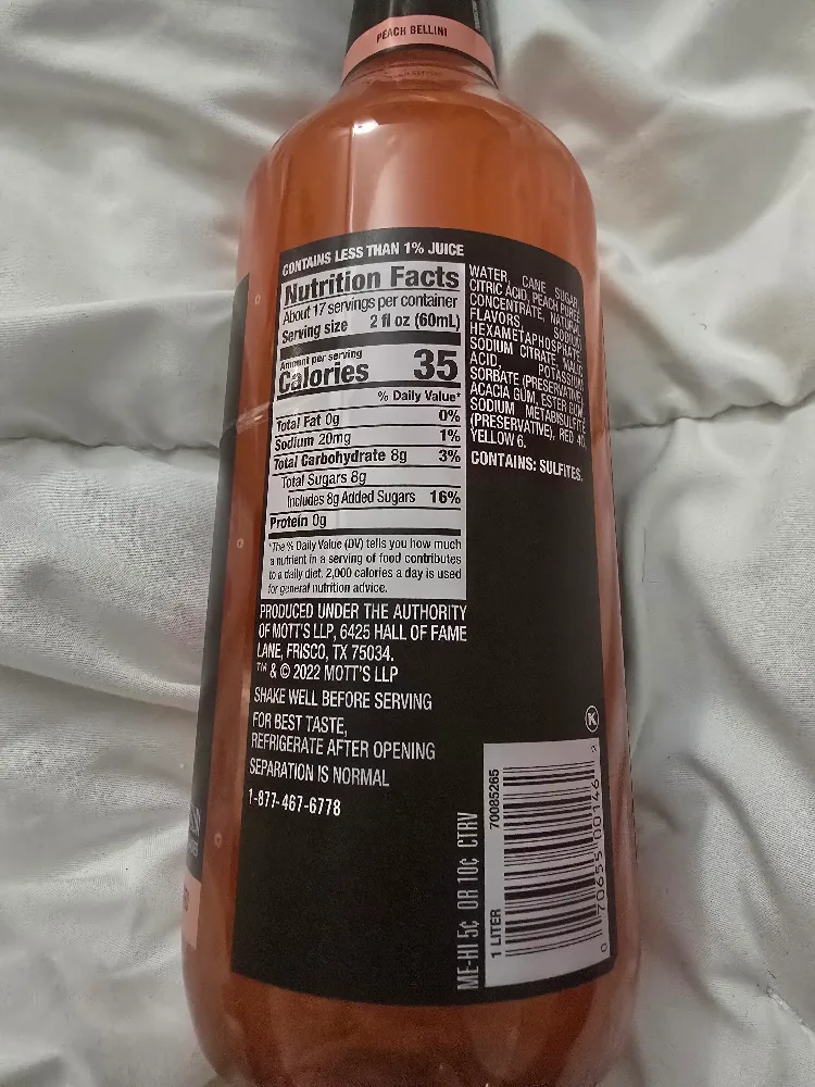 Mr. & Mrs. T's Peach Bellini Non-Alcoholic Mix image indicator(4)