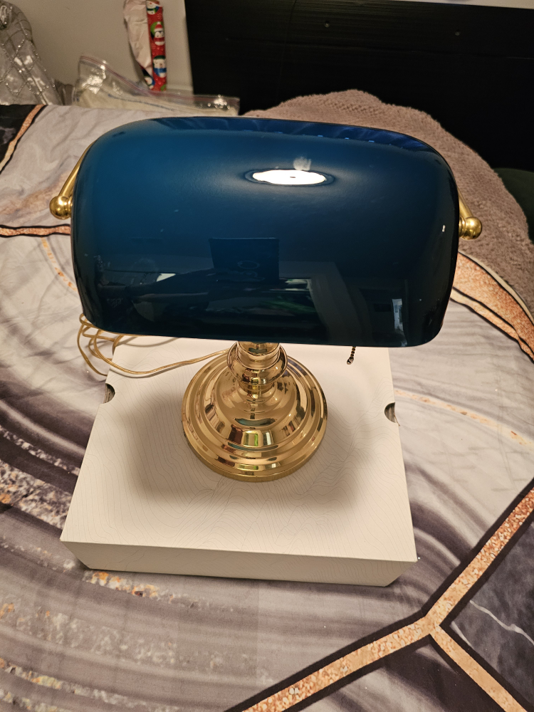 Blue  Bankers Desk Lamp