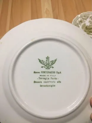 Nuova Fontebasso Scalloped Dinner Plate Transferware Deer Forest image indicator(7)