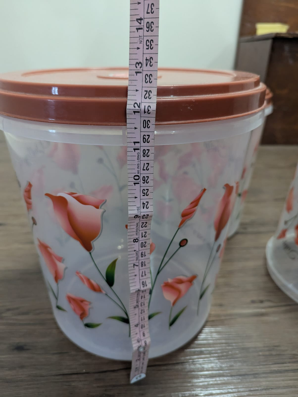 Set of 3 Clear Plastic Containers with Floral Design - photo 5