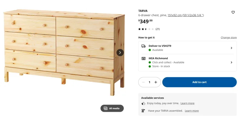 IKEA TARVA 6-Drawer Chest Pick Up Only thumbnail