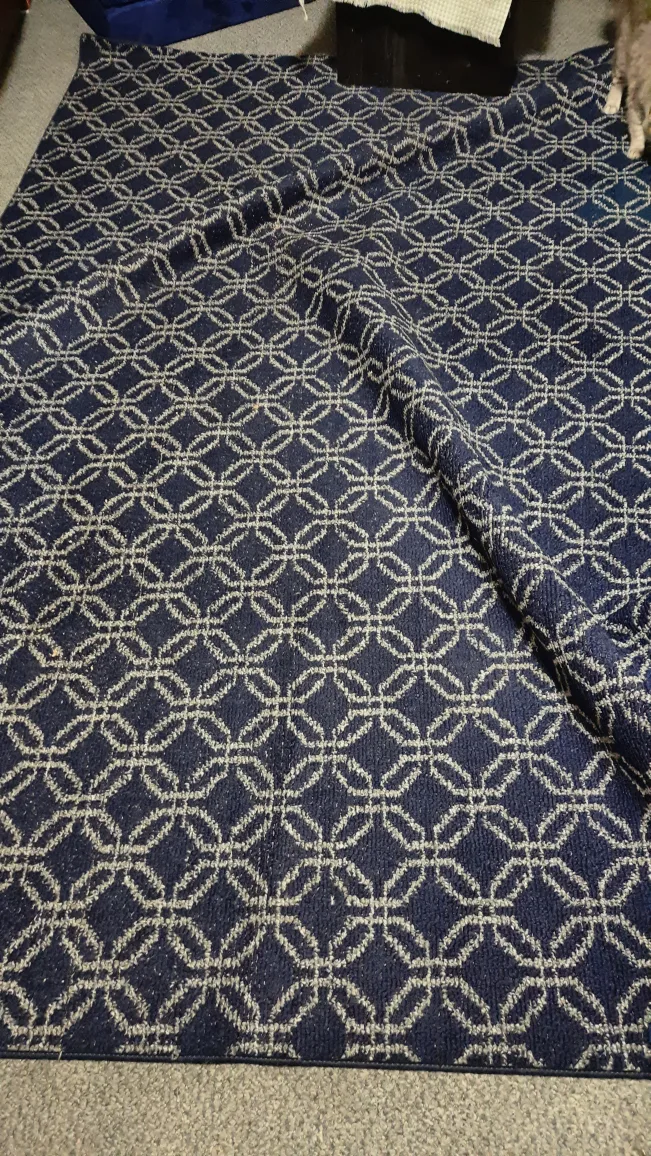 Navy Blue and Grey Geometric Area Rug thumbnail