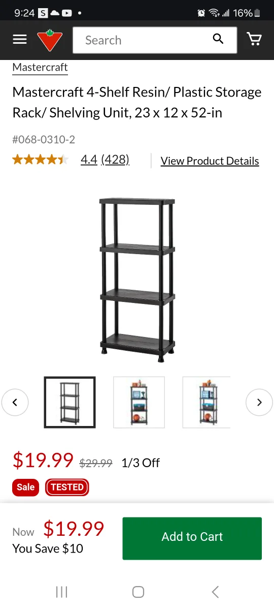 Mastercraft 4-Shelf Storage Unit thumbnail