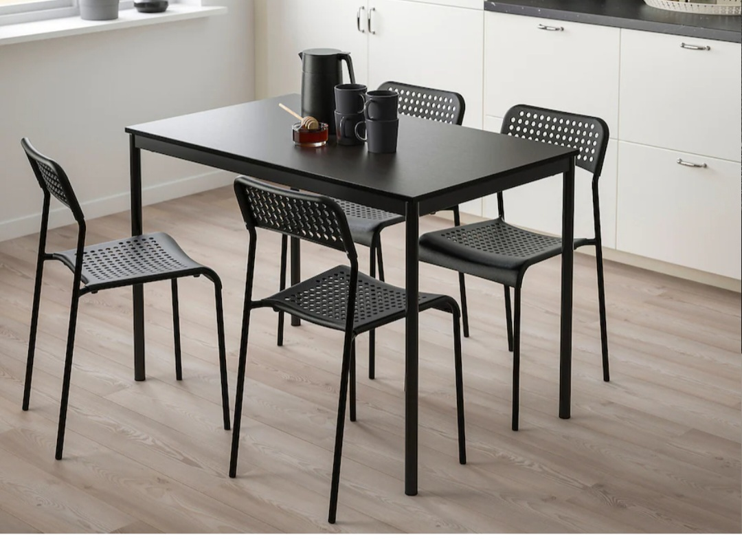 Black IKEA Dining Table and Chairs Set
