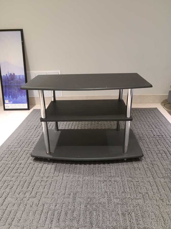 Black TV Stand with Chrome Legs