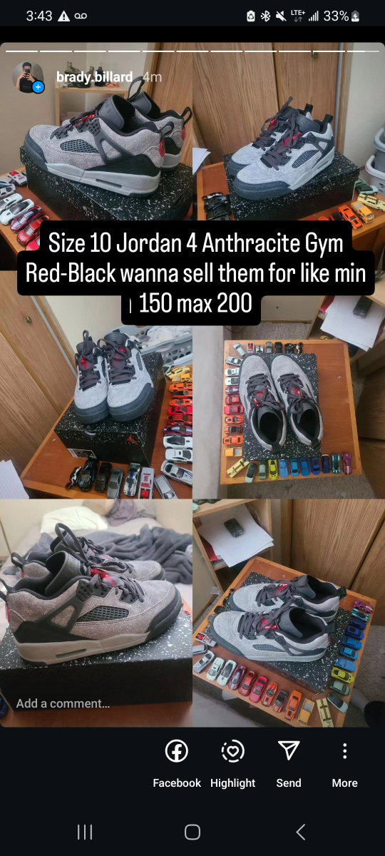 Air Jordan 4 Anthracite Gym Red-Blacks