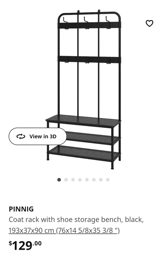 IKEA PINNIG Coat Rack with Shoe Storage Bench image indicator(5)