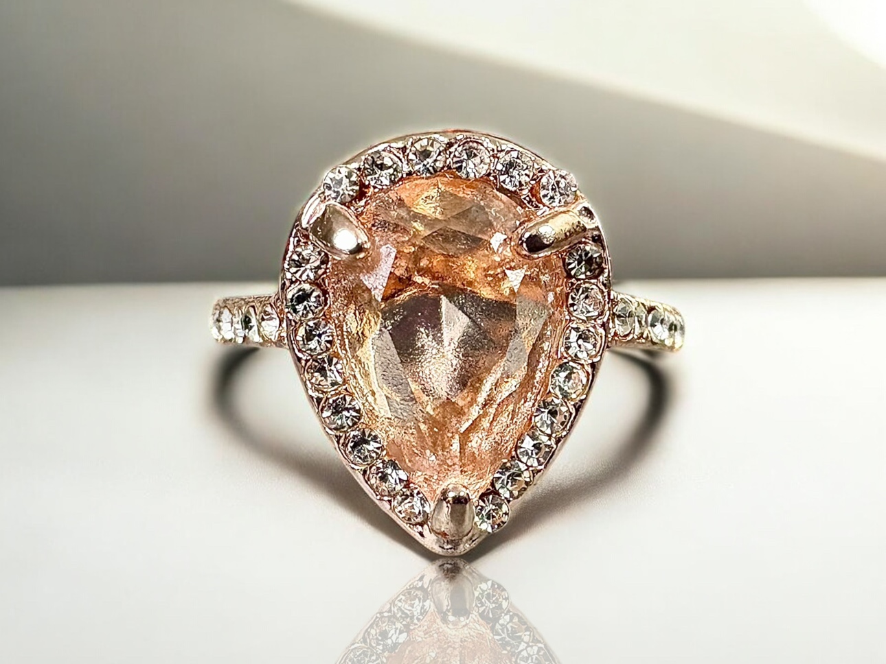 Rose Gold Pear Shaped Ring