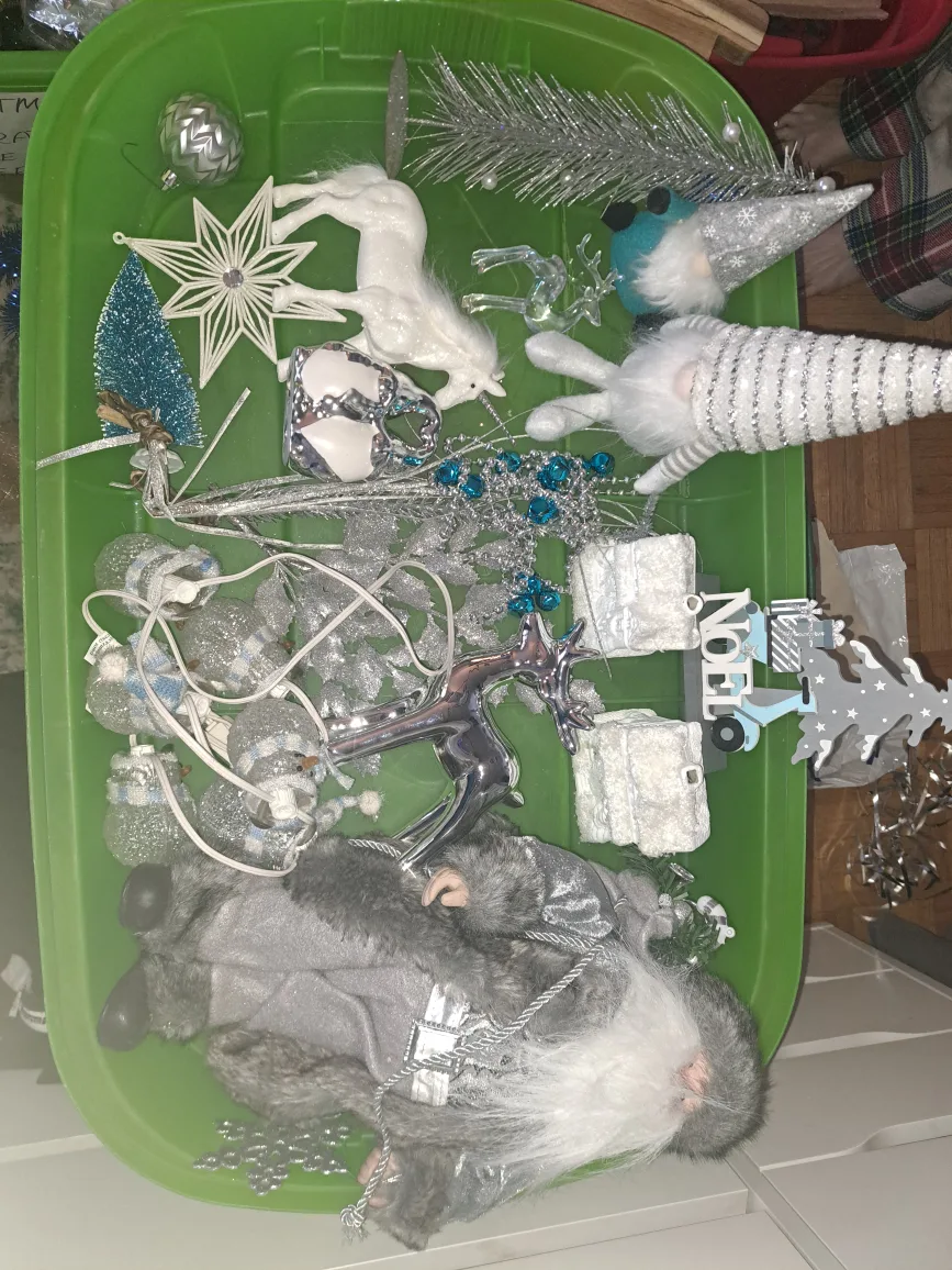 silver, blue and white christmas decor and ornaments image indicator(4)