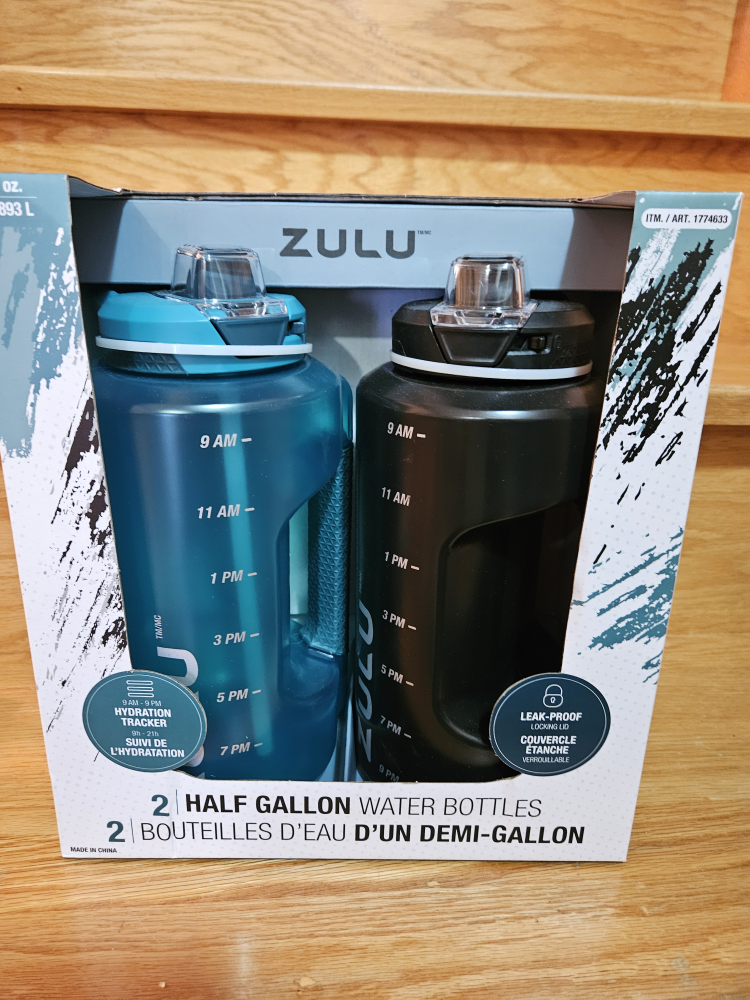 2 Pack ZULU Half Gallon Water Bottles