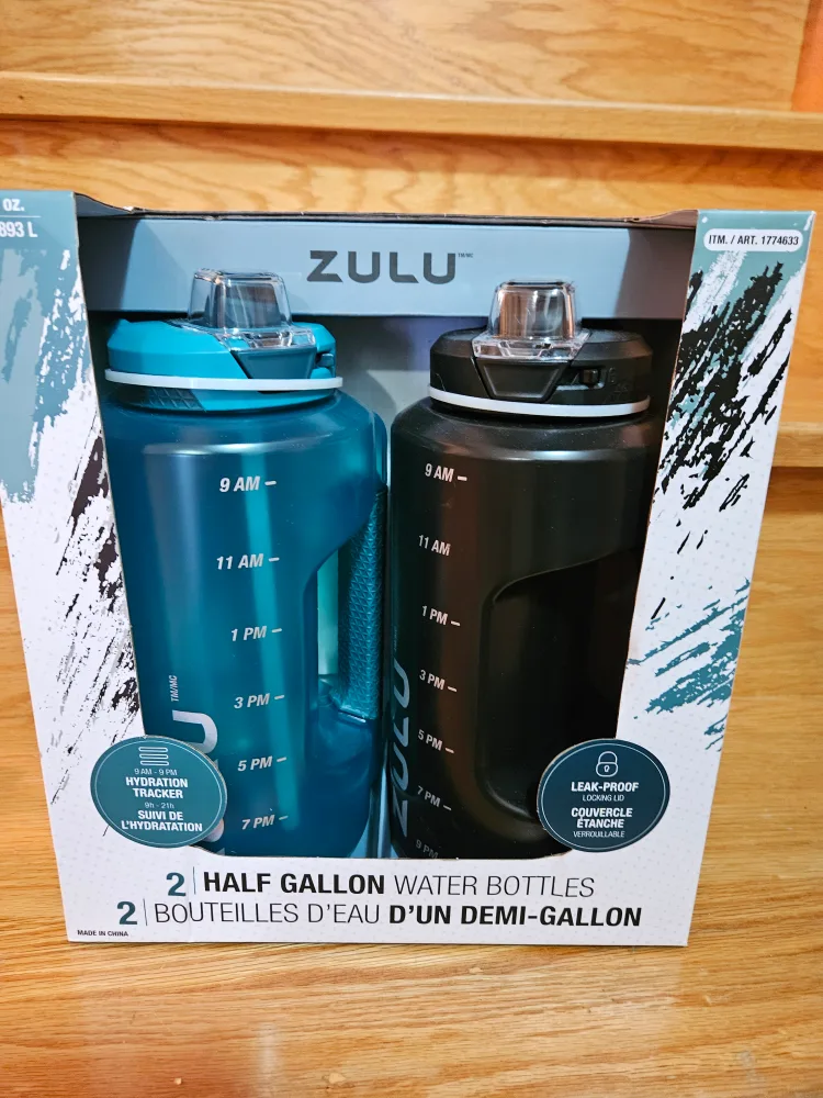 2 Pack ZULU Half Gallon Water Bottles