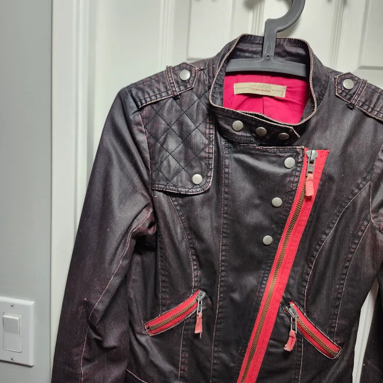 Vintage VERO MODA Y2K #S #XS  Black & Red MOTO Style Jacket. image indicator(5)