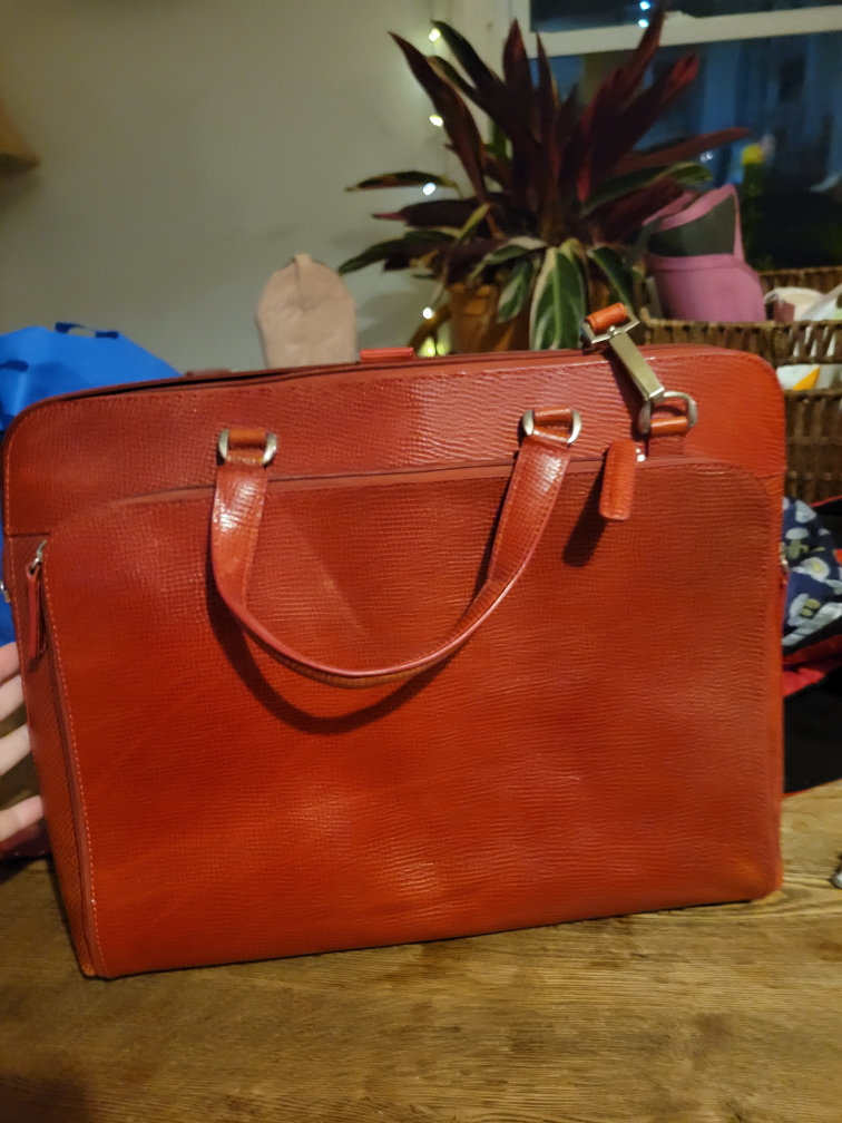 Red Leather Laptop Bag - photo 2