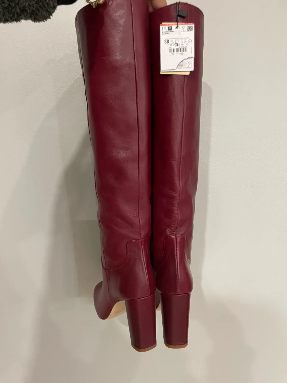 Zara Burgundy Leather Knee High Boots image indicator(4)