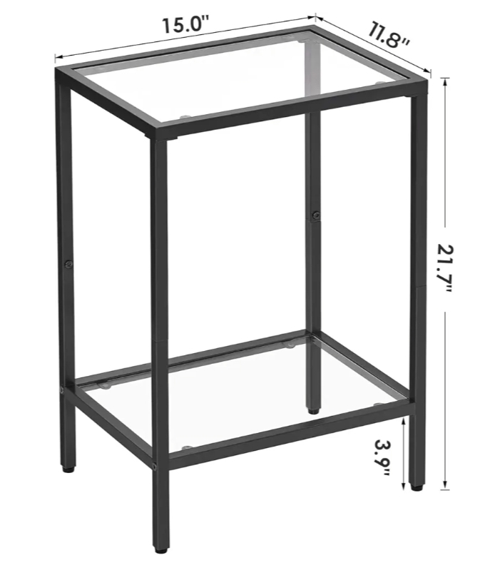 Set of 2 End Tables with Tempered Glass Top - photo 5