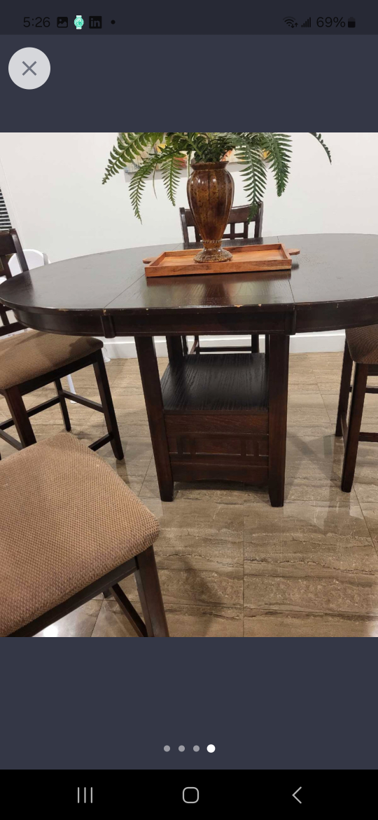 Dark Wood Dining Table Set with 4 Chairs - photo 4