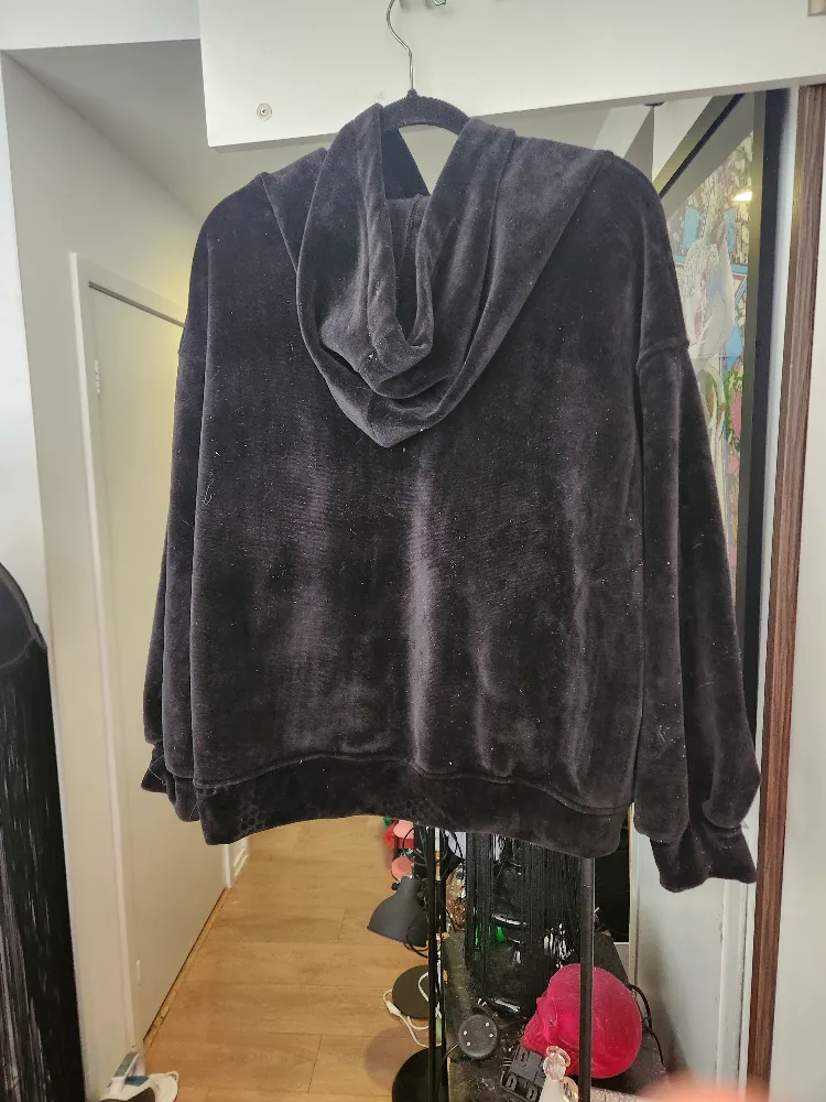 Black Velvet Velour Hoodie image indicator(2)