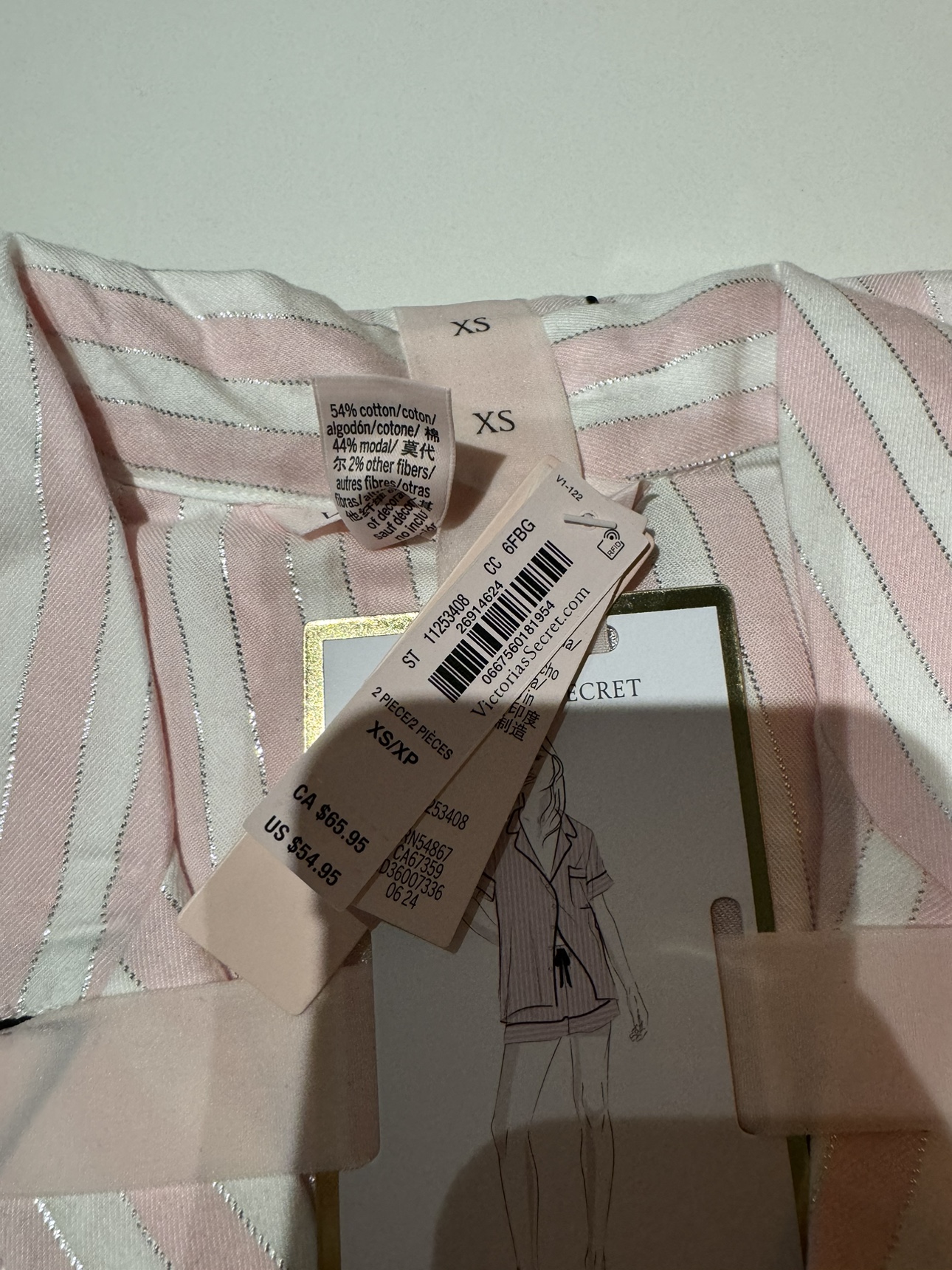 Victoria's Secret Pink and White Striped Flannel Pajama Set - XS - photo 4