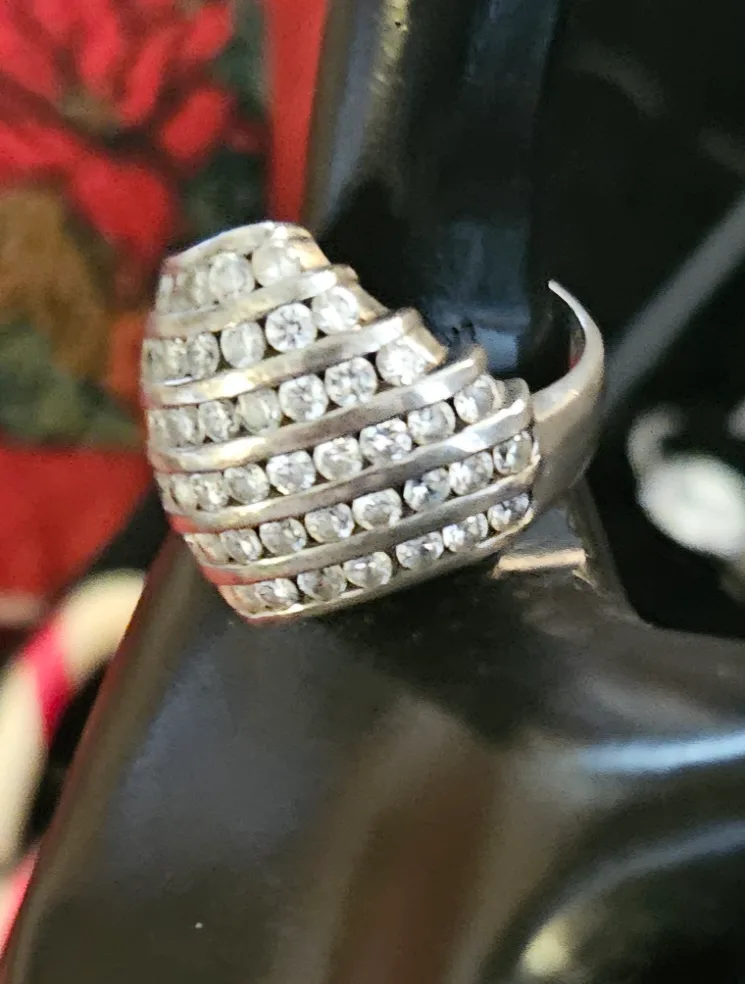 Sterling Silver 6 Row Clear Stone Cocktail/Statement Ring image indicator(3)