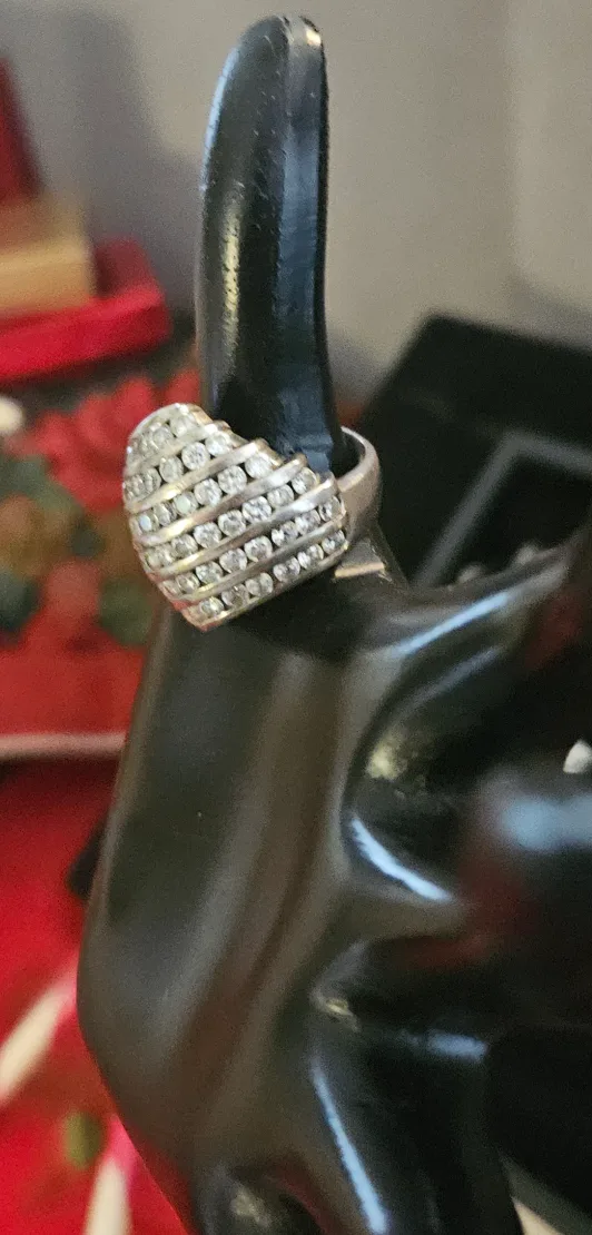 Sterling Silver 6 Row Clear Stone Cocktail/Statement Ring image indicator(4)