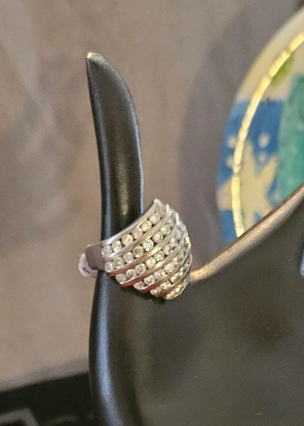 Sterling Silver 6 Row Clear Stone Cocktail/Statement Ring image indicator(5)