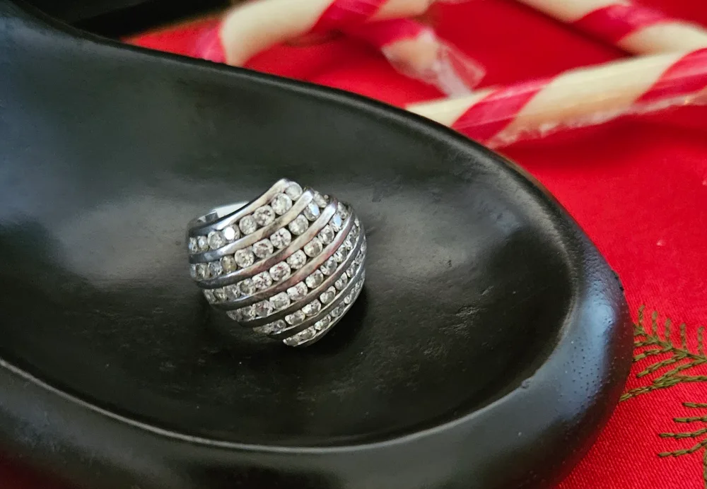 Sterling Silver 6 Row Clear Stone Cocktail/Statement Ring image indicator(8)