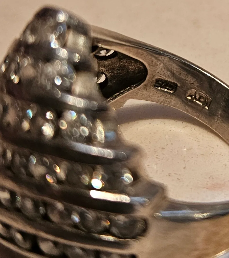 Sterling Silver 6 Row Clear Stone Cocktail/Statement Ring image indicator(10)