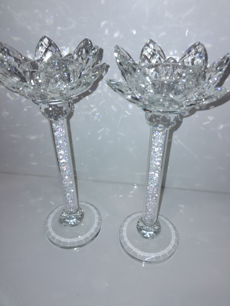 Crystal Lotus Candle Holders