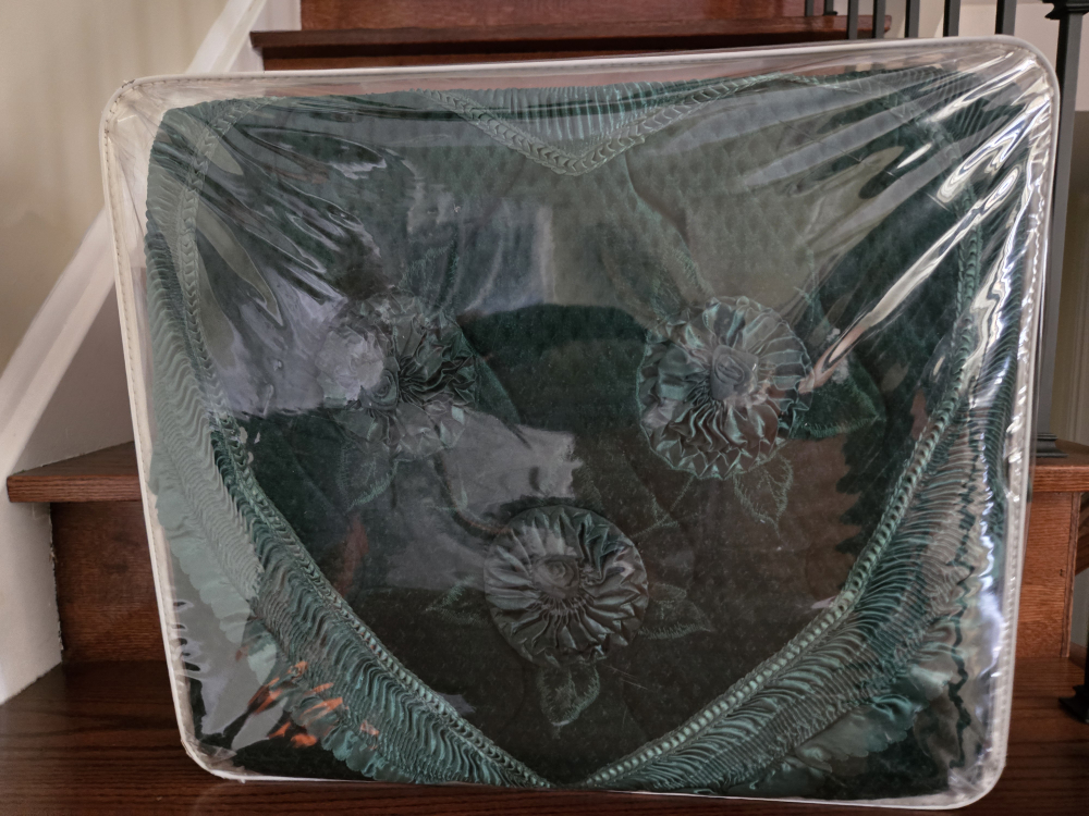 New Green Velvet Embroidered Bedspread Set - photo 2