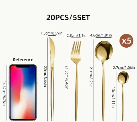 Elegant Golden Stainless Steel Cutlery Set image indicator(3)