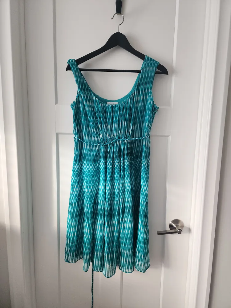 Calvin Klein Teal and White Patterned Dress #thriftypicks thumbnail