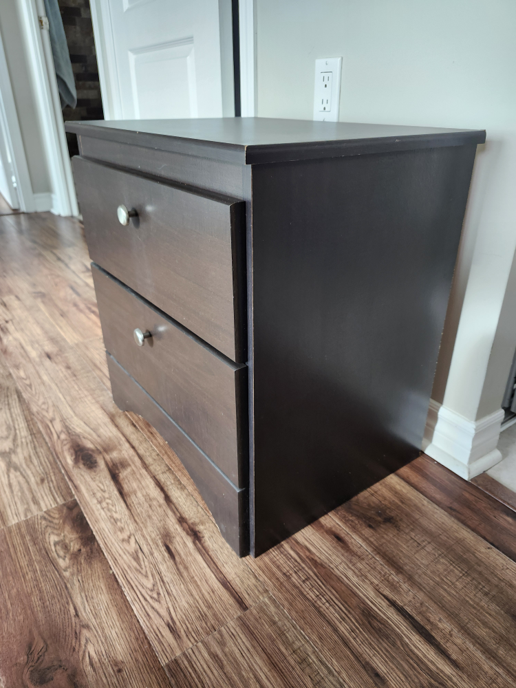 Dark brown nightstand with two drawers - photo 3