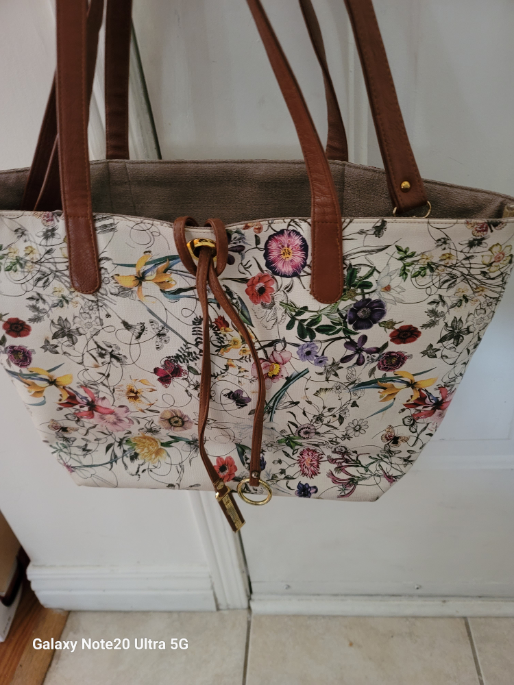 Floral Tote Bag with Detachable Pouch