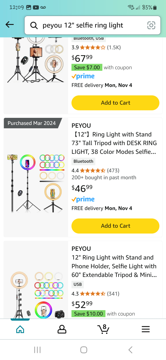 12" Selfie Ring Light with Tripod Stand