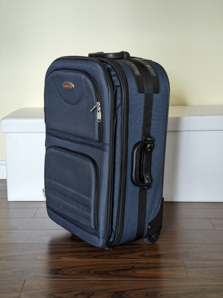 Blue Expandable Luggage Checked Medium-Size Suitcase