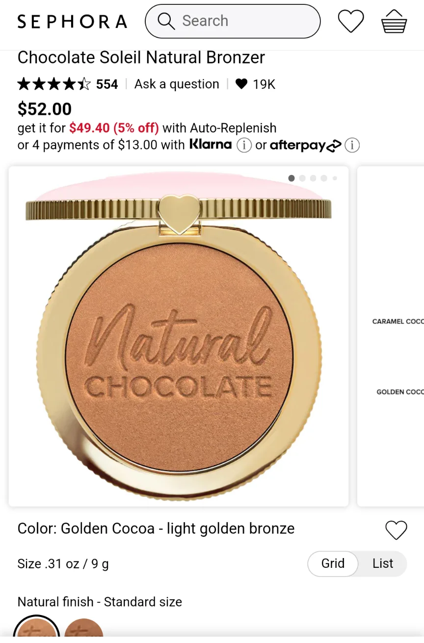 Brand New Too Faced Chocolate Soleil Bronzer image indicator(4)