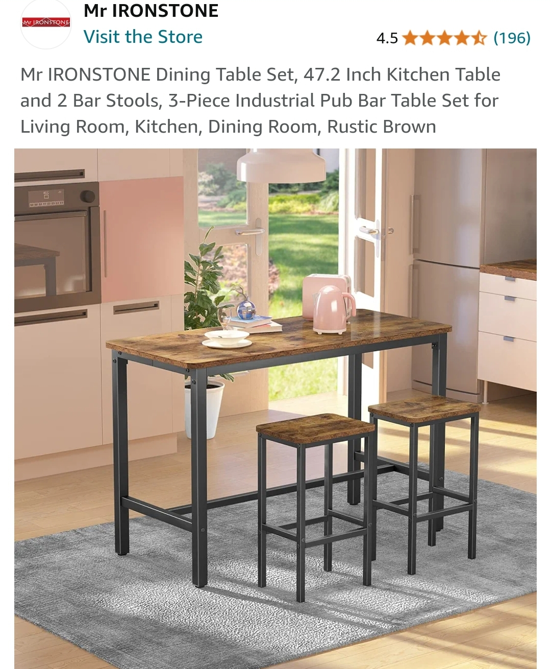 Like New - Dining Table Set with 2 Bar Stools - photo 4
