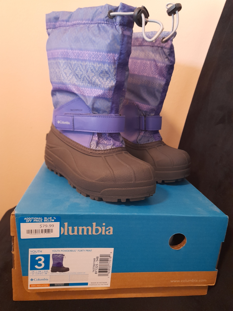 Columbia winter boots, size 3, unworn