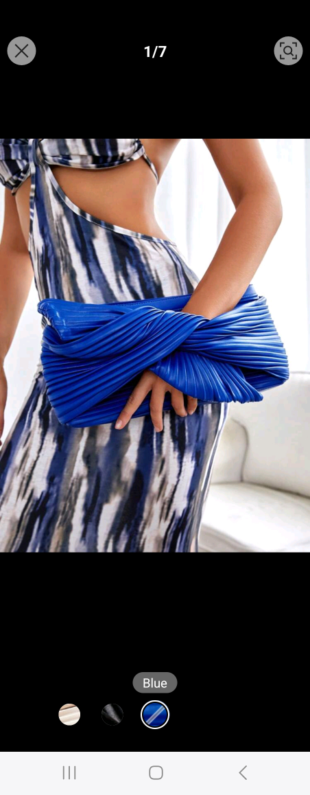 Blue Pleated Clutch