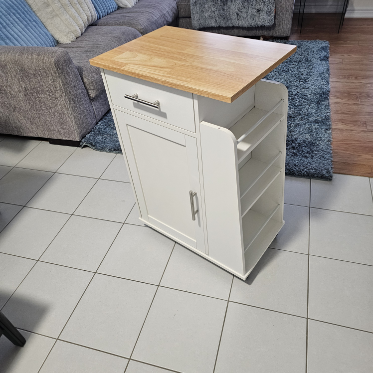 White Kitchen Trolley with Storage - photo 4