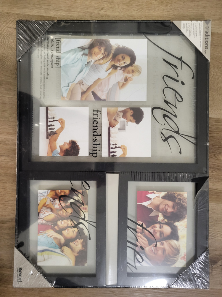 Black 4-Photo Collage Picture Frame with 'Friends' Inscription