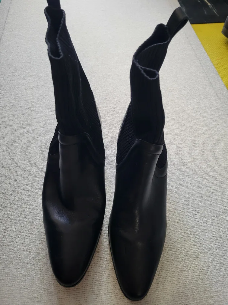 Black Leather Sock Boots thumbnail