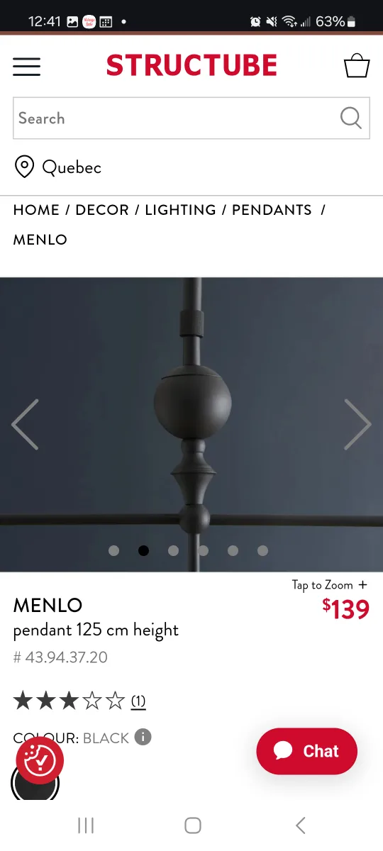 Menlo Black Pendant Light image indicator(3)