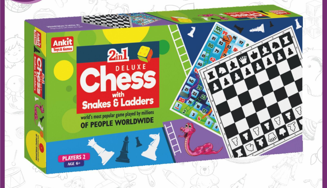 2-in-1 Deluxe Chess with Snakes and Ladders Board Game