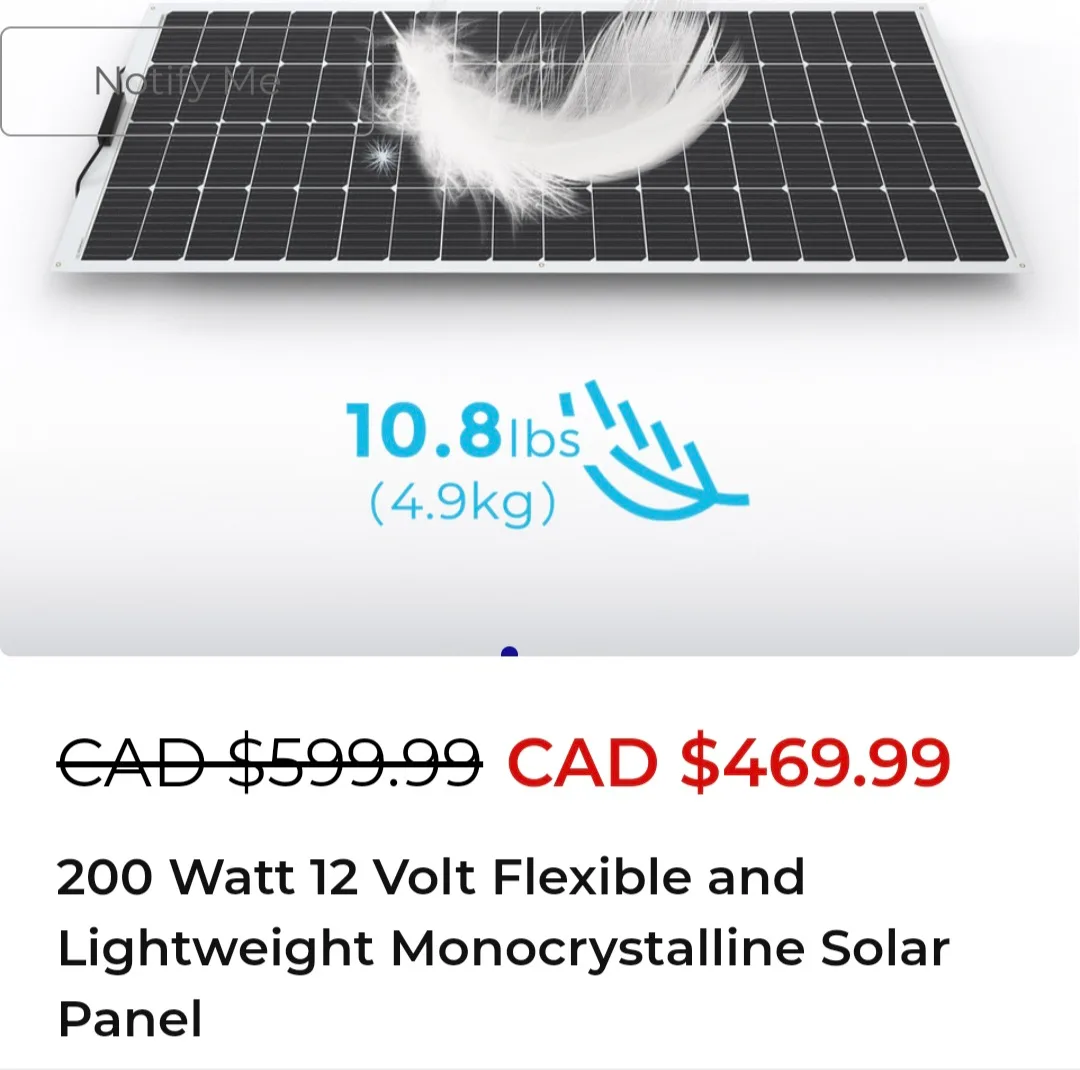 200 Watt 12 Volt Flexible Solar Panel thumbnail