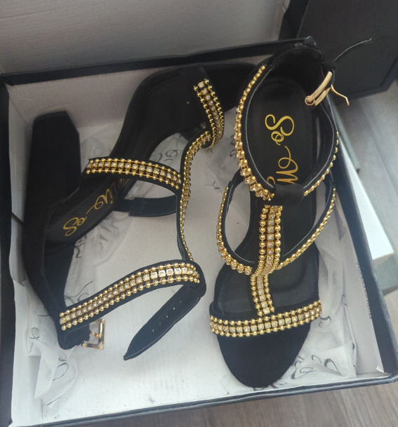 Black Rhinestone Heels
