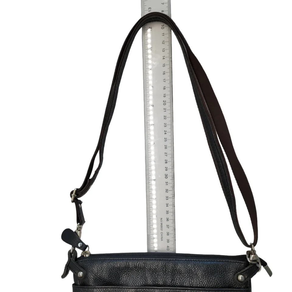VINTAGE Black Leather Crossbody | Adjustable Length Strap image indicator(7)