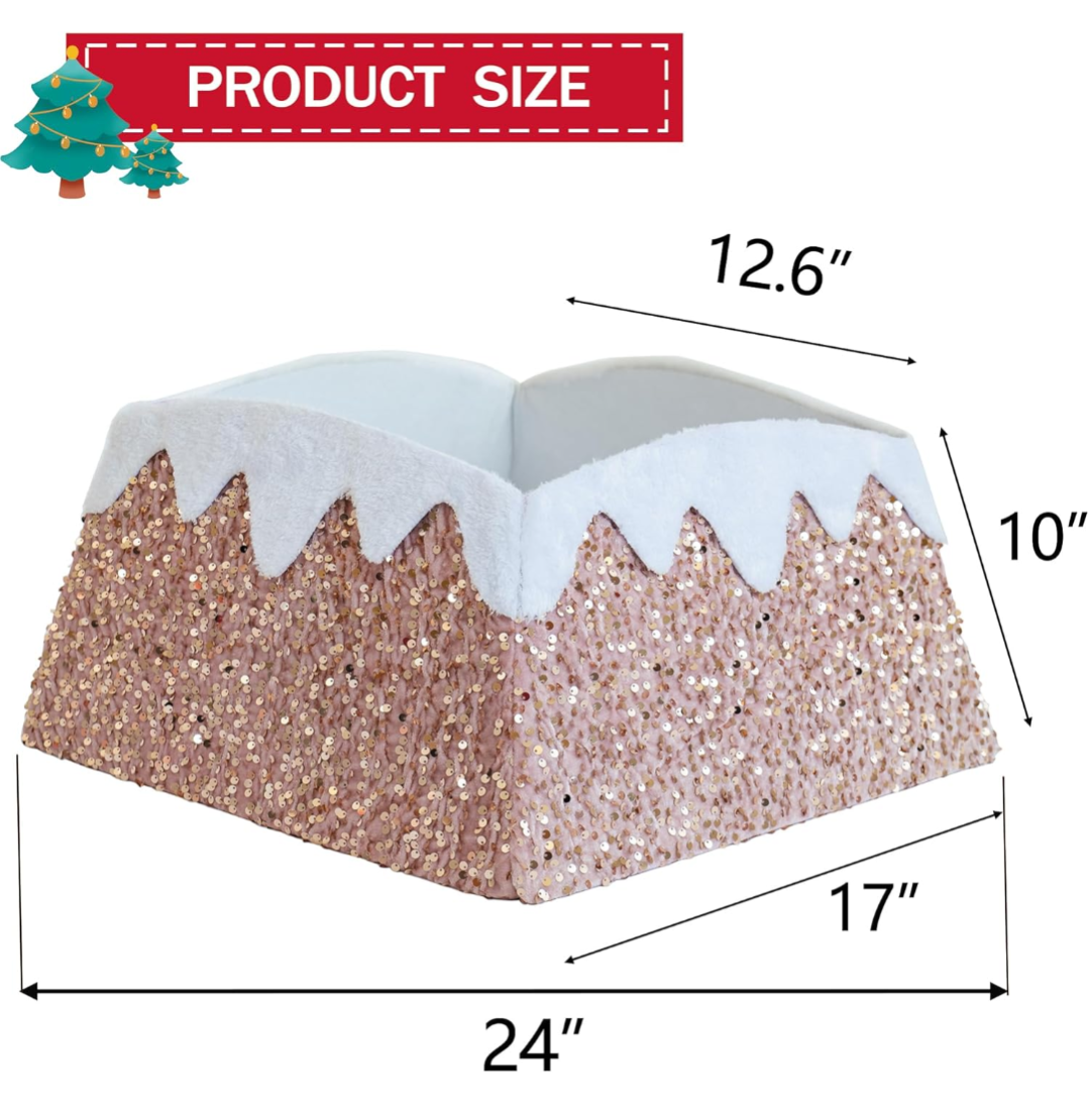 Pink Sequin Christmas Tree Skirt collar - photo 2