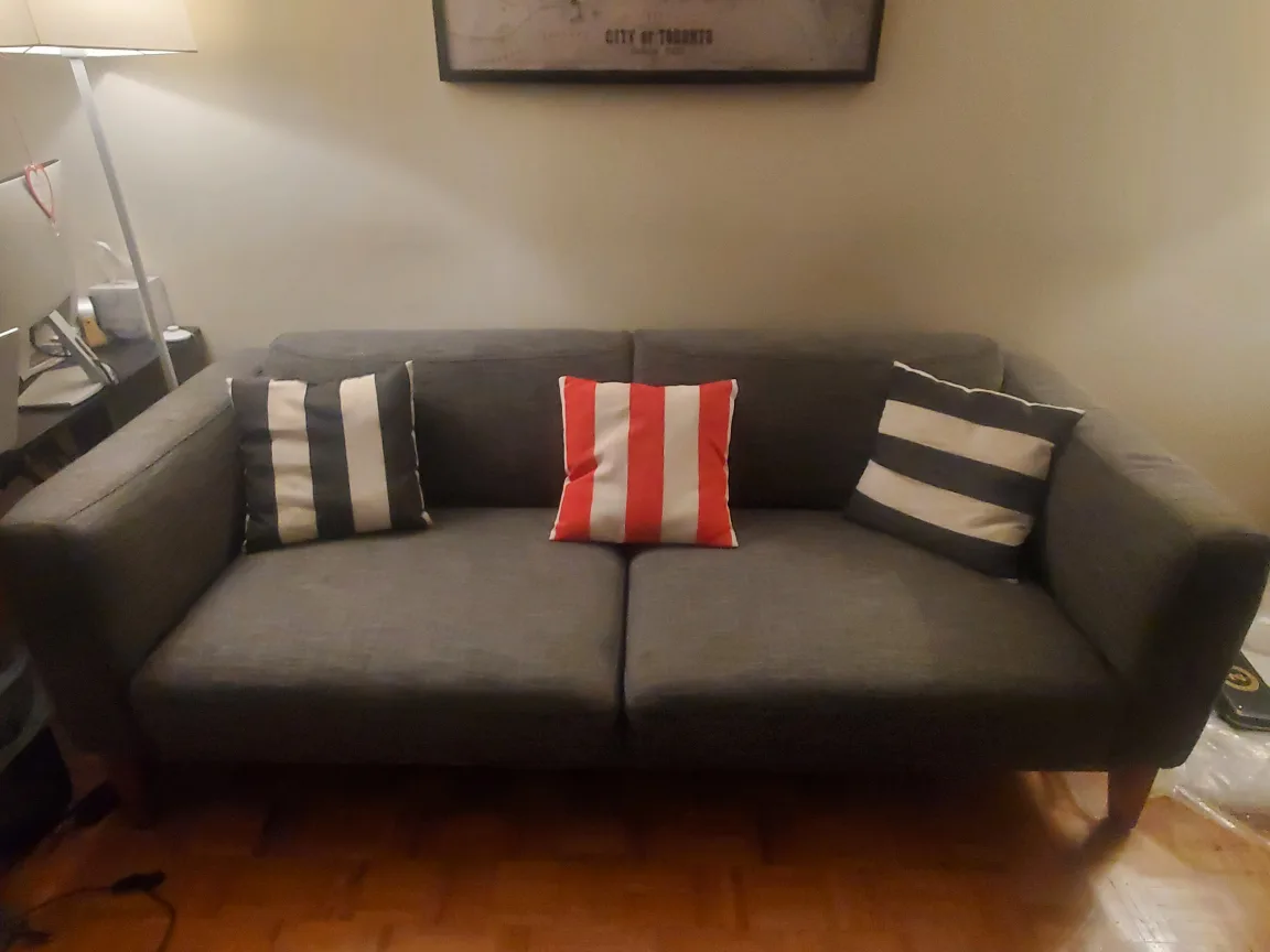 Grey Sofa with Wooden Legs thumbnail