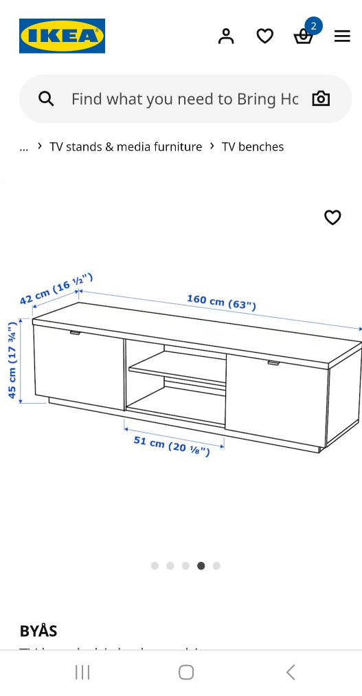 IKEA BYÅS TV Bench, High Gloss White - photo 4